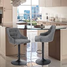 The standard bar stool height averages between 29 to 32 inches and it is paired with a table height of between 41 to 43 inches. Buy Alpha Home Swivel Bar Stools Set Of 2 Adjustable Airlift Counter Height Bar Stool Kitchen Island Stool Pu Leather Bar Chairs With Padded Back 2 Grey Online In Indonesia B093c2fxt4
