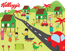 Ijoicartoon suasana hari raya di desa pedesaan poster rumah seni. Raya Aidilfitri Projects Photos Videos Logos Illustrations And Branding On Behance