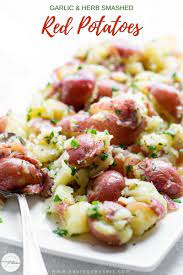 You'll start out by boiling potatoes in heavily salted water until tender. Garlic Herb Smashed Red Potatoes Saving Room For Dessert