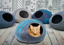 The material used is 100% new zealand wool. Giveaway Meowfia Felted Wool Cat Cave The Conscious Cat