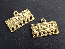 2 Gold Multi Strand Necklace Connector Dotted Rectangle 6 Etsy Multi Strand Necklace Strand Necklace Matte Gold