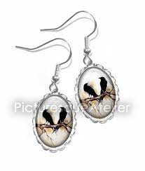 RAVEN Earrings Bird Corvus Hugin Munin Art Pendant 