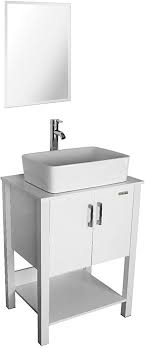 Vanity, countertop and 17 3/4 sink 40 1/8x19 1/4x28 3/8 $ 449. Kitchen Bath Fixtures Eclife 14 Bathroom Vanity And Sink Combo White Small Vanity Round Tempered Glass Vessel Sink 1 5 Gpm Water Save Faucet Solid Brass Pop Up Drain A11b08w
