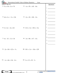 Solving for a specific variable worksheet. Balancing Equations Worksheets Free Distance Learning Worksheets And More Commoncoresheets