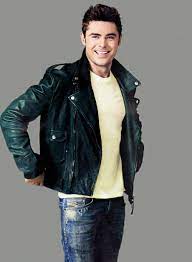 Oh My God Zac Efron Black Leather Biker Jacket Leather Jeans Men Stylish Jackets