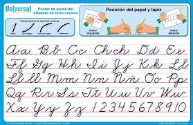 A, b, c, d, e, f, g, h, i, j, k, l, m, n, ñ, o, p, q, r, s, t, u, v, w, x, y, z. Spanish Alphabet Poster Cursive Universal La Escritura