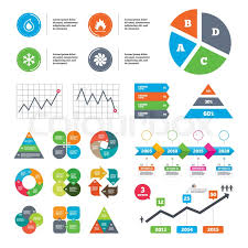 data pie chart and graphs hvac icons stock vector