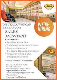 Dan ingin masuk grup rahasia di nasa ntuk terus di bimbing samapai bisa ? Lowongan Kerja Sales Assistant Pt Jaco Nusantara Mandiri Jaco Tv Shopping Semarang Oktober 2019 Loker Swasta