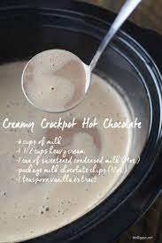 Creamy Crockpot Hot Chocolate Recipe Crockpot Hot Chocolate Hot Chocolate Recipes Holiday Recipes