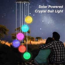 Outdoor Solar Powered Crystal Ball Light Wind Chime Lights Smart Saker