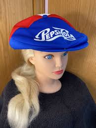 Vintage Pepsi Cola Newsboy Caddy Hat Cap ~ Made In USA ~ Tri Color Snapback 