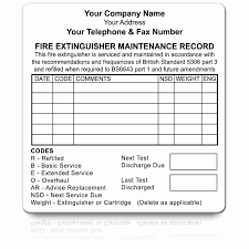 The monitoring and maintenance of fire extinguishers are done through inspection processes that are performed by an external team. Fire Extinguisher Maintenance Record Labels Cheaper Than Retail Price Buy Clothing Accessories And Lifestyle Products For Women Men