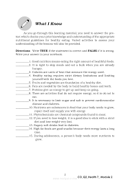 Quarter 1 & 2 · quarter 3 · quarter 4. Health 7 Quarter 2 Module 2 Nutritional Guidelines Grade 7 Modules
