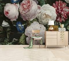 Black And White Floral Mural Wallpaper Dark Color Vintage Floral Wallpaper Wall Murals Oil Painting Dutch Victorian Flowers Wallpaper Big Vintage Floral Wallpapers Floral Wallpaper Wall Wallpaper