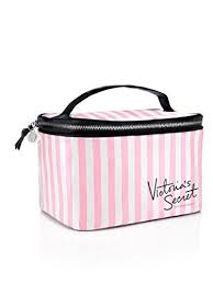 Victorias Secret Pink White Signature Stripes Train Case Click For Special Deals Victoriasse Victoria Secret Makeup Cosmetic Bag Victoria Secret Cosmetics