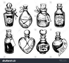 Bottles With Potions Poison And Love Potion Hand Drawn Illustration Converted To Vector Ad Spon Love Potion Poiso Bottle Drawing Bottle Tattoo Potions