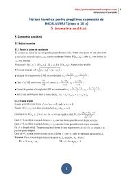 (5) unghiul si distante unghiul a două drepte în spaţiu fie dreptele (d1) şi (d2) de vectori directori = (l1, m1, n1) şi respectiv = (l2, m2, n2). Teoriebac 5 Geometrie Analitica Formula Distantei Mijlocul Unui Punct Ecuatia Unei Drepte Panta Unei Drepte Vectori Teorie1 Docx