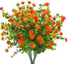 Check spelling or type a new query. Amazon Com Aitisor Artificial Flowers Fake Outdoor Uv Resistant Plants Faux Plastic Greenery Shrubs Indoor Outside Hanging Planter Home Kitchen Office Wedding Garden Decor Orange Red Home Kitchen