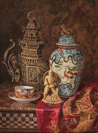 Japanese inspired natural gift wrapping for your upcoming holidays. Ernst Czernotzky Japanese Still Life With Incense Burner Mutualart