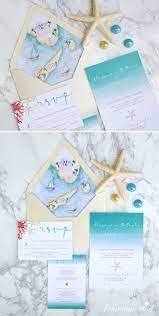 Beach Wedding Invitation With Custom Wedding Map Envelope Liner Bohemian Mint Wedding Invitations Diy Destination Wedding Invitations Fun Wedding Invitations