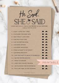 He Said She Said Printable Bridal Shower Fun Icebreaker Game Rustic Kraft And White Wedding Shower Instant Digital Download Bridal Shower Rustic Bridal Shower Planning Wedding Bridal Shower