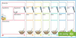 Free Recipe Templates Teaching Resource Twinkl