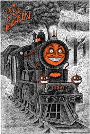 My Darling Having A Ghost Of A Good Time Riding The Rail Wish You Were Here Halloween Images Spooky Halloween Pictures Vintage Halloween Images