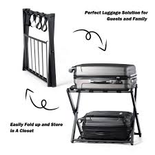 Maybe you would like to learn more about one of these? Set Of 4 Tangkula Luggage Rack Guest Room Double Tiers Luggage Holder With Shoe Shelf Luggage Stand For Bedroom Hotel Folding Metal Suitcase Luggage Stand Clothing Closet Storage Storage Organization