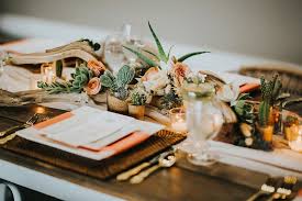 Fill the compote with clementines and garnish with fresh mint sprigs for a centerpiece. How To Have A Stylish Desert Inspired Boho Wedding Anywhere