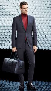 Maybe you would like to learn more about one of these? Men S Charcoal Suit Red Turtleneck Burgundy Leather Double Monks Dark Brown Leather Holdall Turtleneck Outfit Men Red Turtleneck Mens Outfits