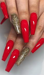 Nail Acrylic Red Long Acryilicnails Nailsofinstsgram Nailart Red Nails Glitter Gold Acrylic Nails Red Acrylic Nails Red acrylic nails will attract much attention to your manicure and hands.