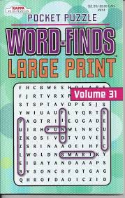 These pieces are easy to see and handle. Kappa Pocket Puzzle Large Print Wordsearch Word Finds Puzzle Book Volume 31 New Puzzle Books Word Find Fun Puzzles