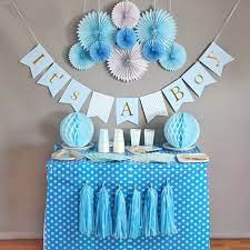 Baby Shower Decorations For Boy Set Includes Its A Boy Banner Oh Boy Balloons Elephant Garland Blue White And Gold Confetti Balloons Baby Shower Decorations For Boys Baby Shower Decorations Baby Shower
