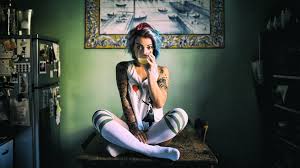 Women with crossed legs 1372. Wallpaper 1920x1080 Px Drinking Glass Dyed Hair Kitchen Knee Highs Legs Crossed Looking At Viewer Striped Leggings Table Tattoos White Stockings Women 1920x1080 Wallhaven 1010829 Hd Wallpapers Wallhere