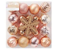 Rose Gold Christmas Ornaments Shatterproof 24 Pack Big Lots In 2021 Gold Christmas Ornaments Rose Gold Christmas Decorations Rose Gold Ornaments Christmas