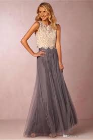 2017 Beautiful Two Pieces Lace Cheap Bridesmaid Dresses Tulle Ruched Floor Le Two Piece Bridesmaid Dresses Bridesmaid Dresses Uk Burgundy Bridesmaid Dresses Uk