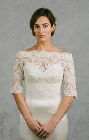 Bianca Off The Shoulder French Lace Bolero With Button Back Bridal Bolero Wedding Dress Topper Bridal Lace