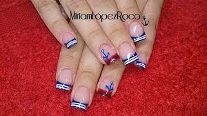 Diseño de uñas marinero en uñas naturales. Manicura Marinera Miriam Dream Nails