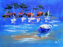 Tableau D Un Petit Port Sur Le Bassin D Arcachon Peintures Axelle Bosler Peintures Par Peintures Axelle Bosler Bassin D Arcachon Peinture Bateau Arcachon