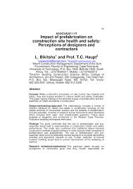 Pdf Impact Of Prefabrication On Construction Site Health And Safety Perceptions Of Designers And Contractors