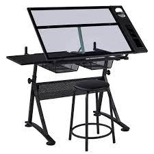 Adjustable Glass Drafting Table With 2