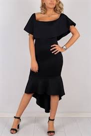 Firfir Detayli Siyah Bayan Elbise 5460b Elbise Moda Stilleri Elbise Modelleri