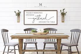 The Best Memories Are Made Gathered Around The Table Wood Sign Etsy Dinning Room Wall Decor Farmhouse Dining Rooms Decor Dining Room Wall Art