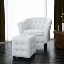 Vidaxl Fauteuil Cabriolet Repose Pied Similicuir Blanc Bureau Chaise De Salon Ebay Leather Tub Chairs Arm Chairs Living Room Furniture Chair