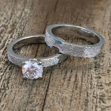 Fingerprint Ring With Gemstone In White Gold Fingerprint Ring Fingerprint Jewelry Fingerprint Wedding Bands