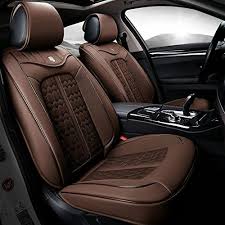 Ankiv Brown Full Set Universal Fit 5 Seats Car Solid Color Elegant Pu Leather And Woven Fabric Front And Re Custom Car Interior Automotive Upholstery Car Seats