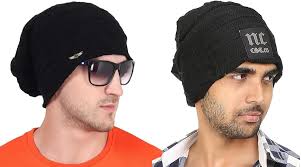 Buy JAG RAM TEXTILES Unisex Soft Stretch Woolen Winter Wear Knit Free Size  Warm Cap/Hat for Mens & Women Pack of 2 (Designs-1) Black at Amazon.in