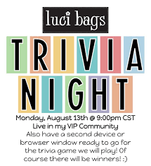 Tv & movies with physical distancing and quarantining taking precedent over social gat. Do You Love Trivia Enjoy Playing Games And Winning Prizes Then Join Me In My Luci Bags Vip Community Monday August 13th At 9pm C Luci Bag Trivia Night Trivia