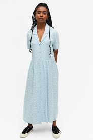 Midi Button-up Shirt Dress - Blue Floral Print - Midi Dresses - Monki In 2021 Floral Print Midi Dress Shirt Dress Printed Midi Dress