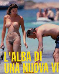Italian film actress Alba Parietti topless paparazzi photo